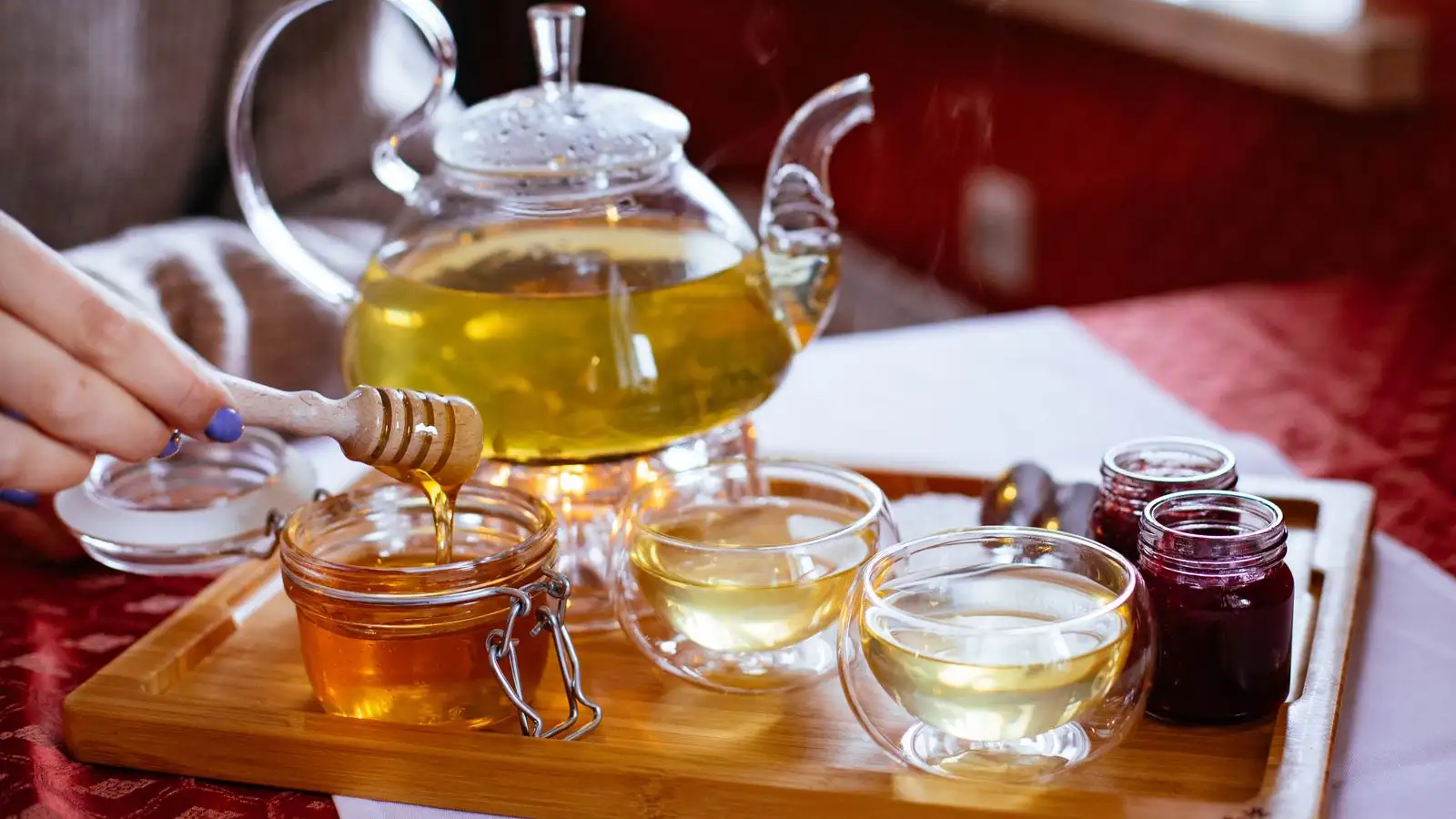 Equal Parts Honey and Hot Water Make a Syrup for Cold Drinks